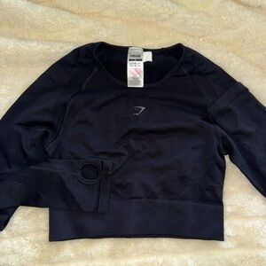 Gymshark Flex Sports Long Sleeve Crop Top - Black